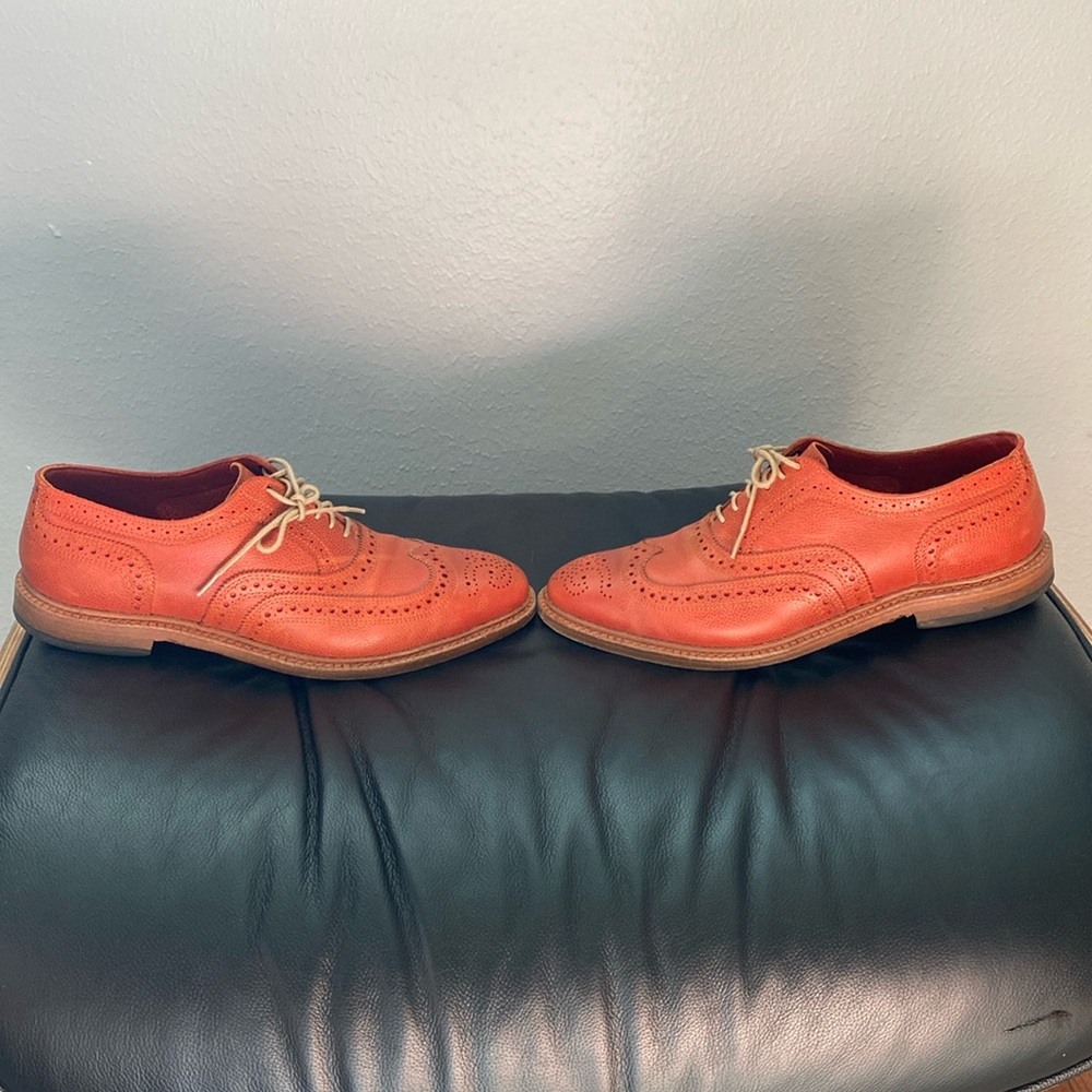 Allen Edmonds Orange Pebble Leather Wingtips Size 9D - Picture 4 of 7